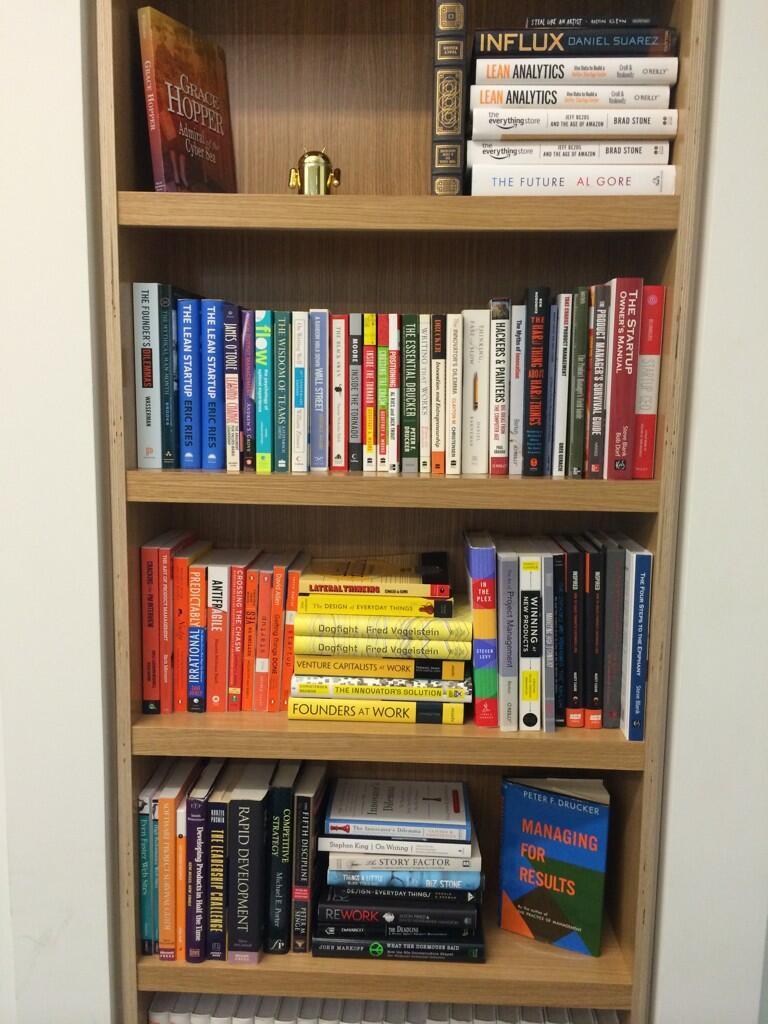 Photo of Ken Norton's product management bookshelf