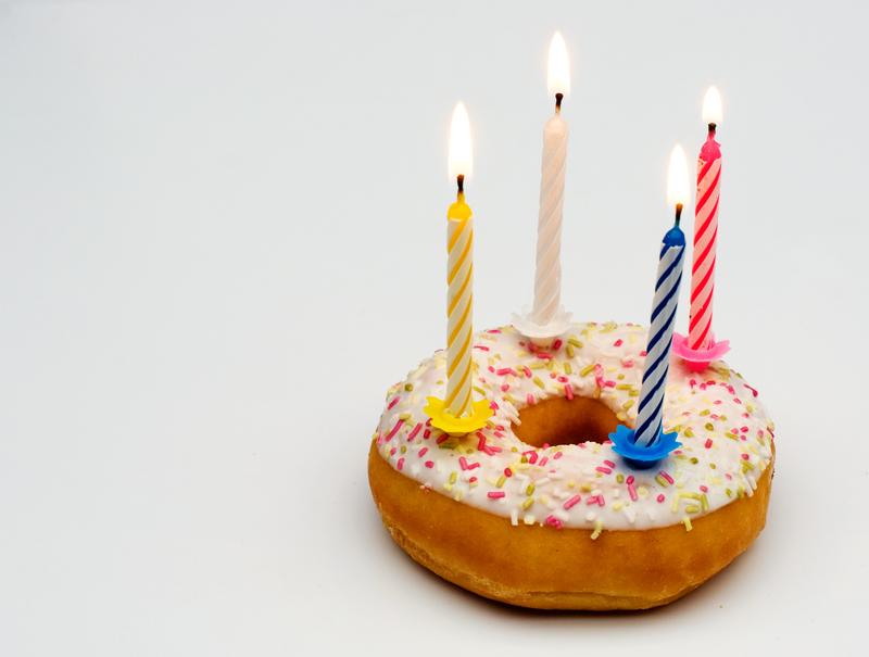 Donut with birthday candles