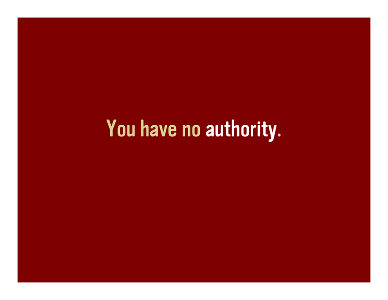 Slide 8: You have no authority.