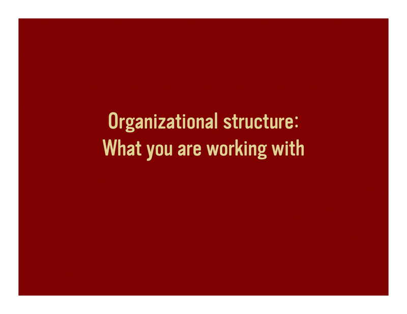 Slide 15: Organizational structure: What you are working with