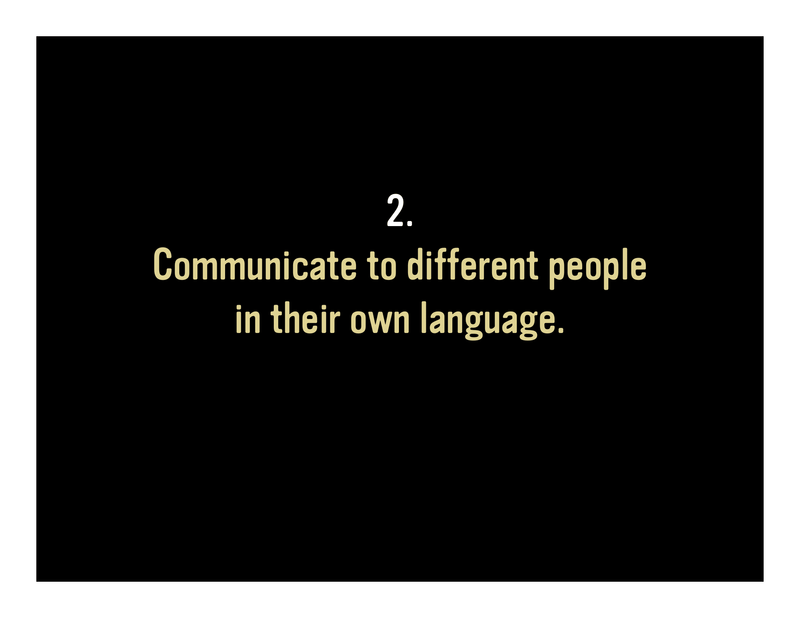 Slide 32: 2. Communicate to different people in their own language.
