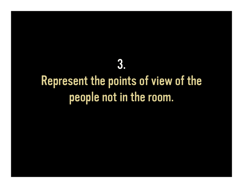 Slide 33: 3. Represent the points of view of the people not in the room.