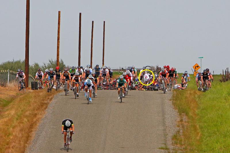 Photo of a bike race crash